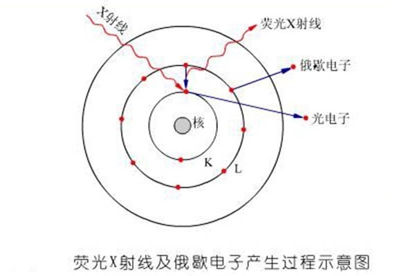 荧光X射线及俄歇电子产生过程示意图